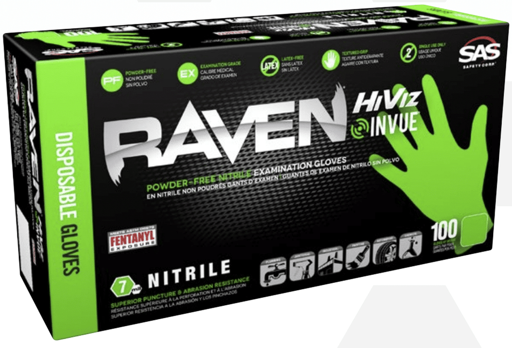 Raven Nitrile Gloves, size Large